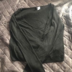 Deep V Black Long Sleeve Sweater